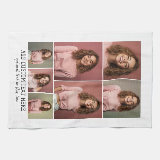 7 Photo Collage - Modern Minimal Zwart-wit Theedoek (Horizontaal)