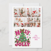 7 Photo Glitter Leopard Bow Holly Jolly Feestdagenkaart (Voorkant)