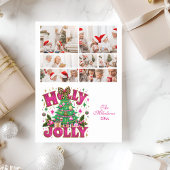 7 Photo Glitter Leopard Bow Holly Jolly Feestdagenkaart