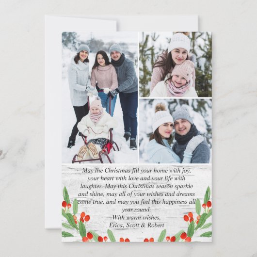 7 PHOTO-kerstfeestmaal roestvrij Birch Bark Greeti Feestdagenkaart (Achterkant)