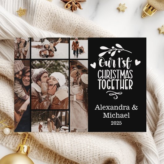 7 Photo Minimalist First Christmas Together Feestdagenkaart