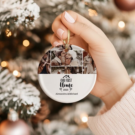 7 Photo Minimialist Christmas Our First Home Keramisch Ornament