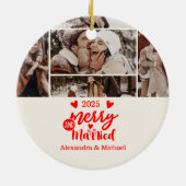 7 Photo Minimialist Merry and Married  Keramisch Ornament (Achterkant)