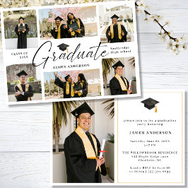 7 Photo Modern Stylish Collage Graduation Party Kaart