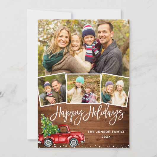 7 PHOTO Retro Kerstmis Rustige Tronkelwagen Feestdagenkaart (Voorkant)