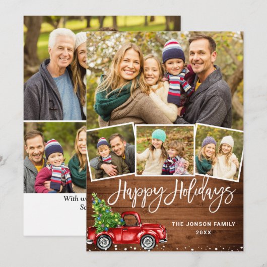 7 PHOTO Retro Kerstmis Rustige Tronkelwagen Feestdagenkaart (Voorkant / Achterkant)