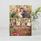 7 PHOTO Retro Kerstmis Rustige Tronkelwagen Feestdagenkaart (Staand voorkant)