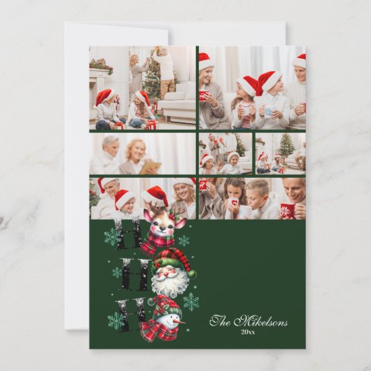 7 Photo Retro Santa & Friends Christmas Feestdagenkaart (Voorkant)