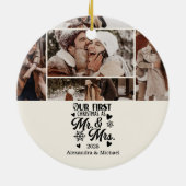7 Photo Snowflakes Christmas Mr and Mrs  Keramisch Ornament (Achterkant)