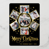 7 PHOTO Sparkle Merry kerstgring Roos Gold Folie Feestdagenkaart (Voorkant)