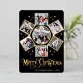 7 PHOTO Sparkle Merry kerstgring Roos Gold Folie Feestdagenkaart (Staand Voorkant)