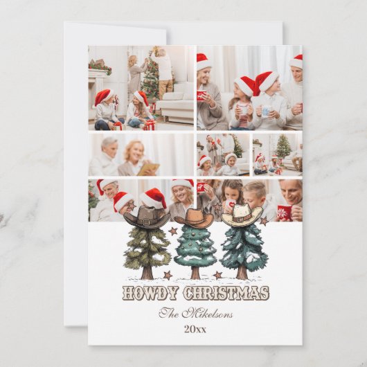 7 photo Western Howdy Christmas Feestdagenkaart (Voorkant)