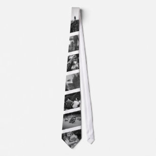 7 Photo White Stripe Stropdas Black and White Sjab