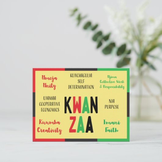 7 Principes Modern Kwanzaa Holiday Card Feestdagenkaart (Staand voorkant)