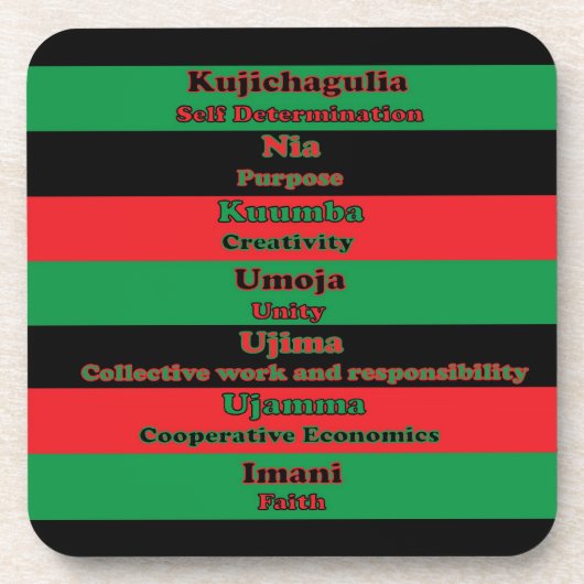 7 Principes van het Kwanzaa Cork Onderzetter (Voorkant)