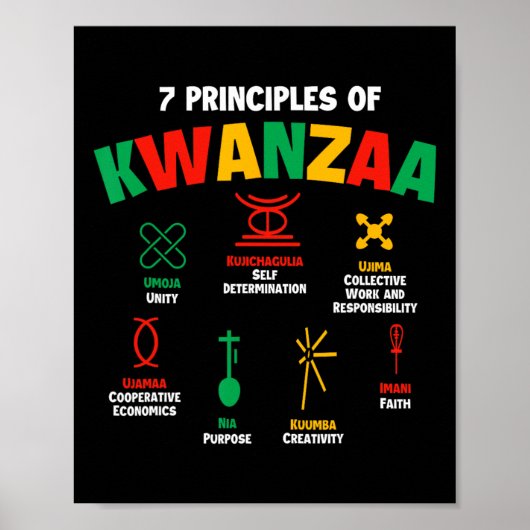 7 principes van Kwanzaa - Afro-Amerikaans erfgoed Poster (Voorkant)