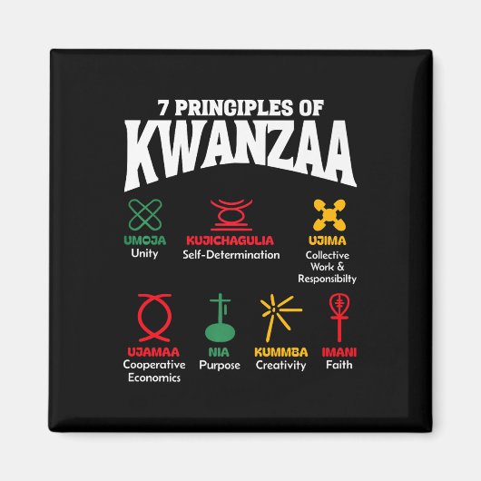 7 Principes van Kwanzaa Afro-Amerikaanse Pride-Man Magneet (Voorkant)