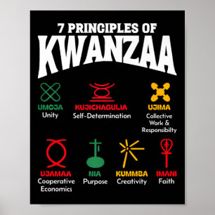 7 Principes van Kwanzaa Afro-Amerikaanse Pride-Man Poster