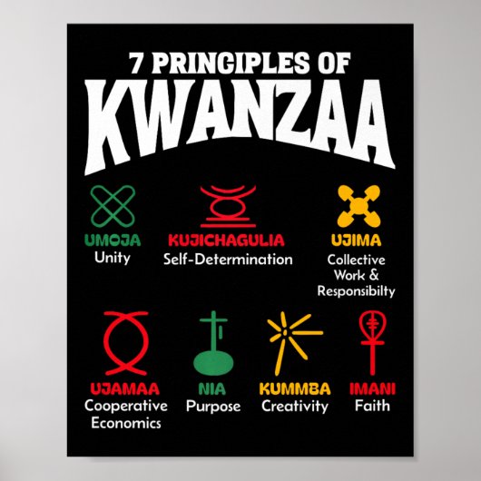 7 Principes van Kwanzaa Afro-Amerikaanse Pride-Man Poster (Voorkant)