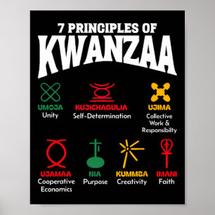 7 Principes van Kwanzaa Afro-Amerikaanse Pride-Man Poster
