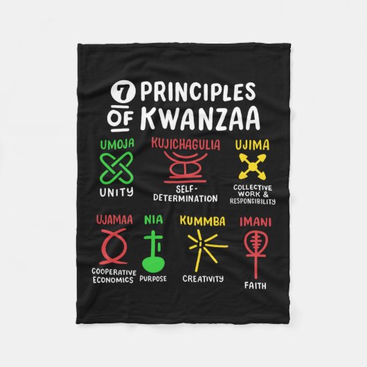 7 Principes van Kwanzaa Black Afro-Amerikaanse Man Fleece Deken (Voorkant)