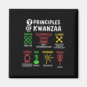 7 Principes van Kwanzaa Black Afro-Amerikaanse Man Magneet