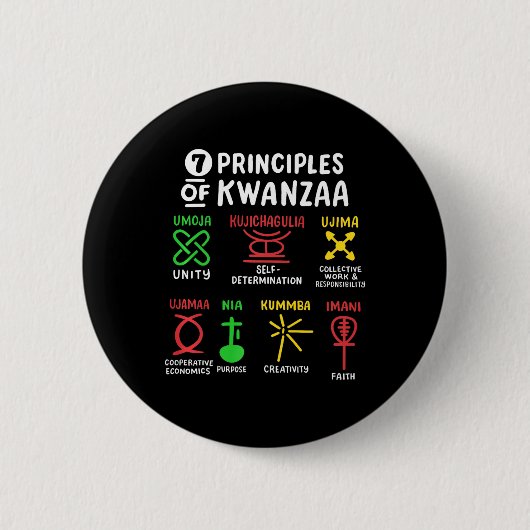 7 Principes van Kwanzaa Black Afro-Amerikaanse Man Ronde Button 5,7 Cm (Voorkant)