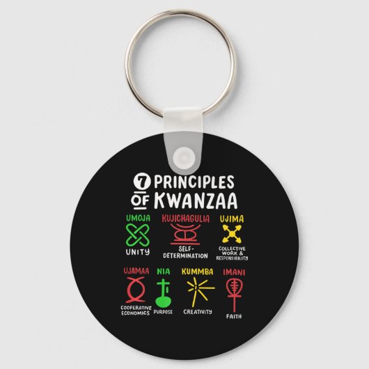 7 Principes van Kwanzaa Black Afro-Amerikaanse Man Sleutelhanger (Voorkant)
