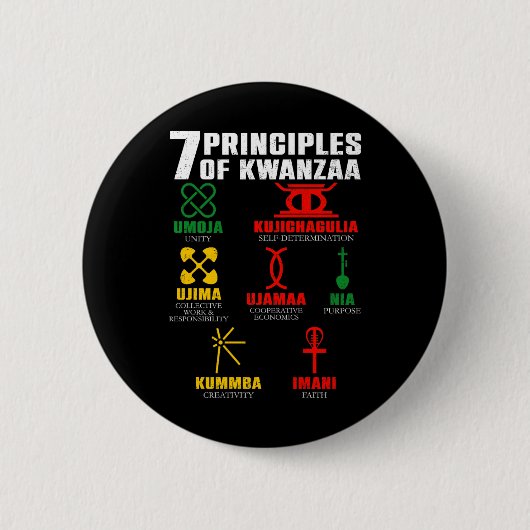 7 principes van Kwanzaa Celebration Pan African Bo Ronde Button 5,7 Cm (Voorkant)