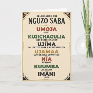 7 Principes van Kwanzaa Feestdagen Kaart