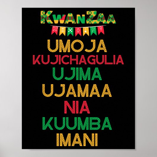 7 principes van Kwanzaa Happy Kwanzaa African Cand Poster (Voorkant)
