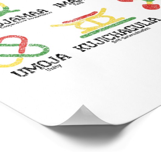 7 principes van Kwanzaa Nguzo Afro-Amerikaanse Hol Poster (Hoek)