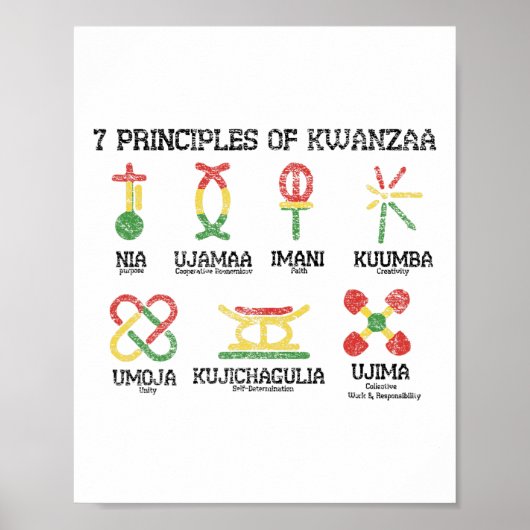 7 principes van Kwanzaa Nguzo Afro-Amerikaanse Hol Poster (Voorkant)
