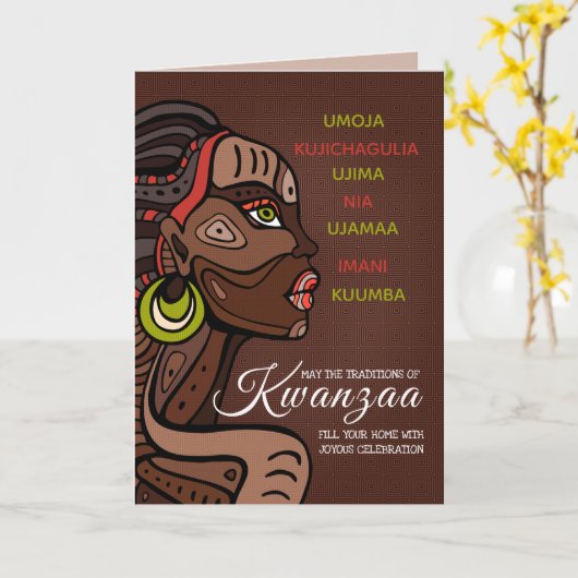 7 Principes van Kwanzaa Wenskaart Kaart (Gele Bloem)
