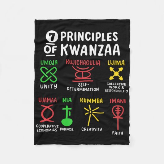 7 Principles Of Kwanzaa Black African American Men Fleece Deken (Voorkant)