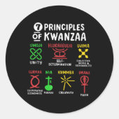 7 Principles Of Kwanzaa Black African American Men Ronde Sticker (Voorkant)