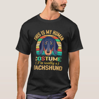7 Retro Vintage Silhouet Daschond Kostuum T-shirt