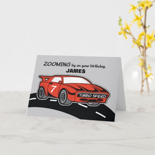 7 Rode sportauto's Kaart (Gele Bloem)