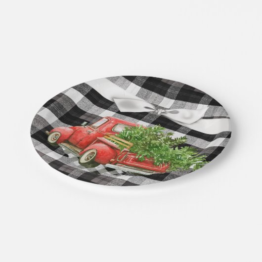 7"Rond Document Bord XMAS-Vrachtwagen Kerstmisbuff (Gekanteld)