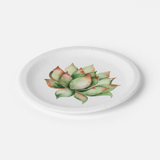 7" Rond Papier Bord Boho Cacti Cactus Succulent B (Gekanteld)