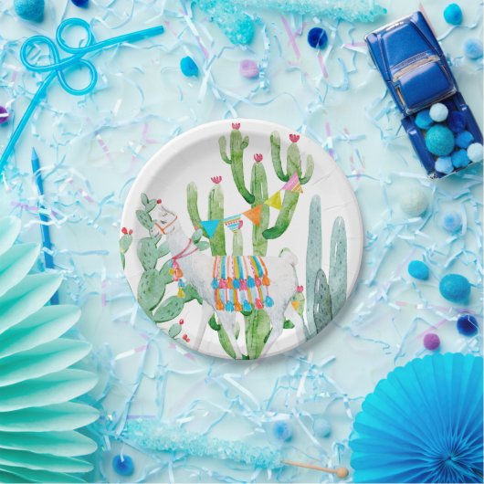 7" Rond Papier Bord Boho Llama Bohemian Cacti Des (Feest)