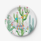 7" Rond Papier Bord Boho Llama Bohemian Cacti Des (Voorkant)
