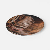 7" Rond Papier Bord Cowboy Boots Schuur Hout Rusti (Gekanteld)