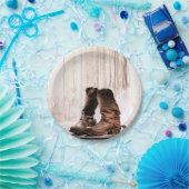 7" Rond Papier Bord Laarzen Landelijk Rustiek West (Feest)