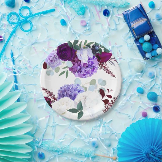 7" Rond Papier Bord Lavendel Hibiscus op Wit (Feest)