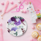 7" Rond Papier Bord Lavendel Hibiscus op Wit (Feest)