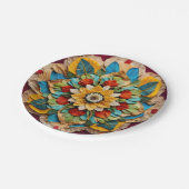 7" Rond Papier Bord met Levendige Mandala Print" (Gekanteld)