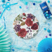 7 "Rond Papier Bord Wit Roses Goud Geometrisch (Feest)