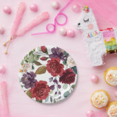 7 "Rond Papier Bord Wit Roses Goud Geometrisch (Feest)