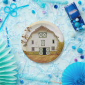 7" Rond Papier Bord Zonsondergang Schuur Land Rust (Feest)